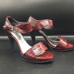 Red crocodile pattern heels